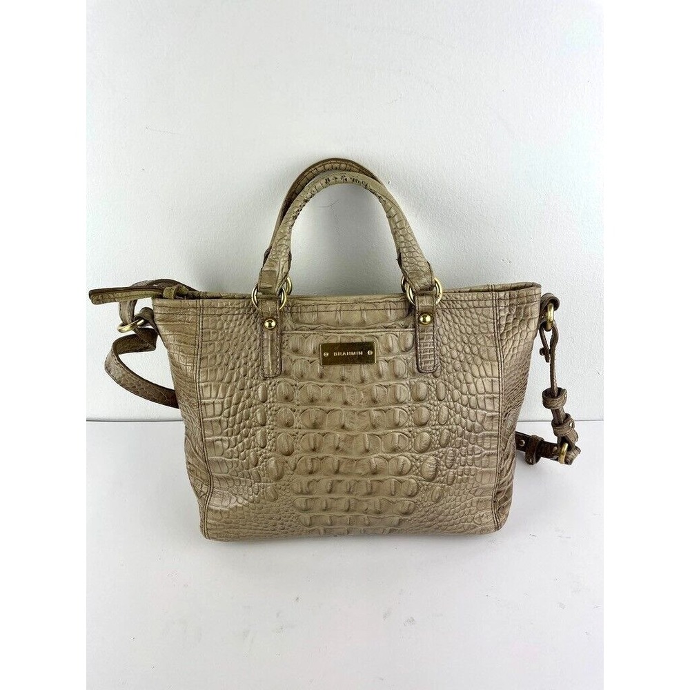Brahmin Mini Arno Melbourne Beige Leather Satchel Handbag‎ Shoulder Bag GUC